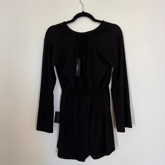 Lulu’s Black Long Sleeve Cutout Romper - Picture 8 of 9